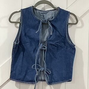 Blue Denim Tie-Front Vest